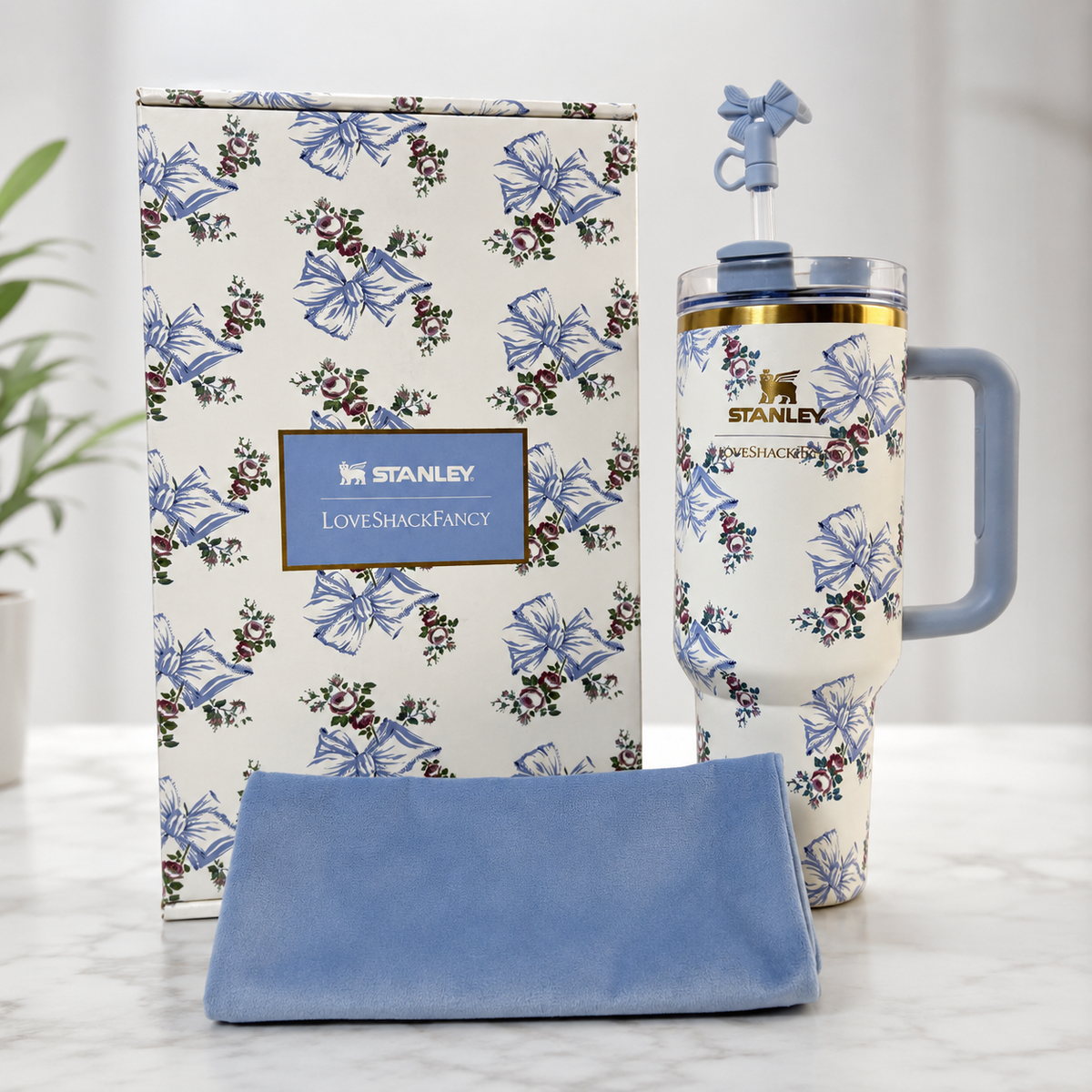 Stanley Love Shack Fancy Tumbler 40oz Holiday Rosa Beaux Blue